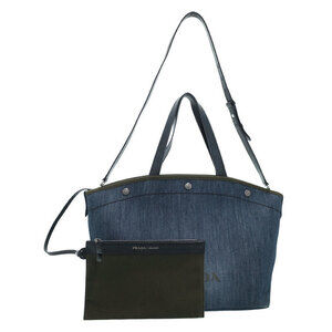 Prada Denim Leather Tote Bag